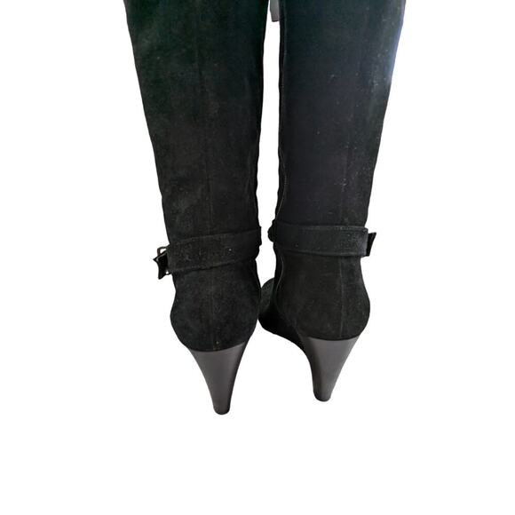 BCBGENERATION! MERRY BLACK SUEDE LEATHER WEDGE HEELS CHAINED BOOTS! SZ 7.5B - Picture 7 of 11